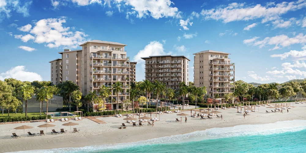 Vista frontal de las residencias de Beachwalk Residences