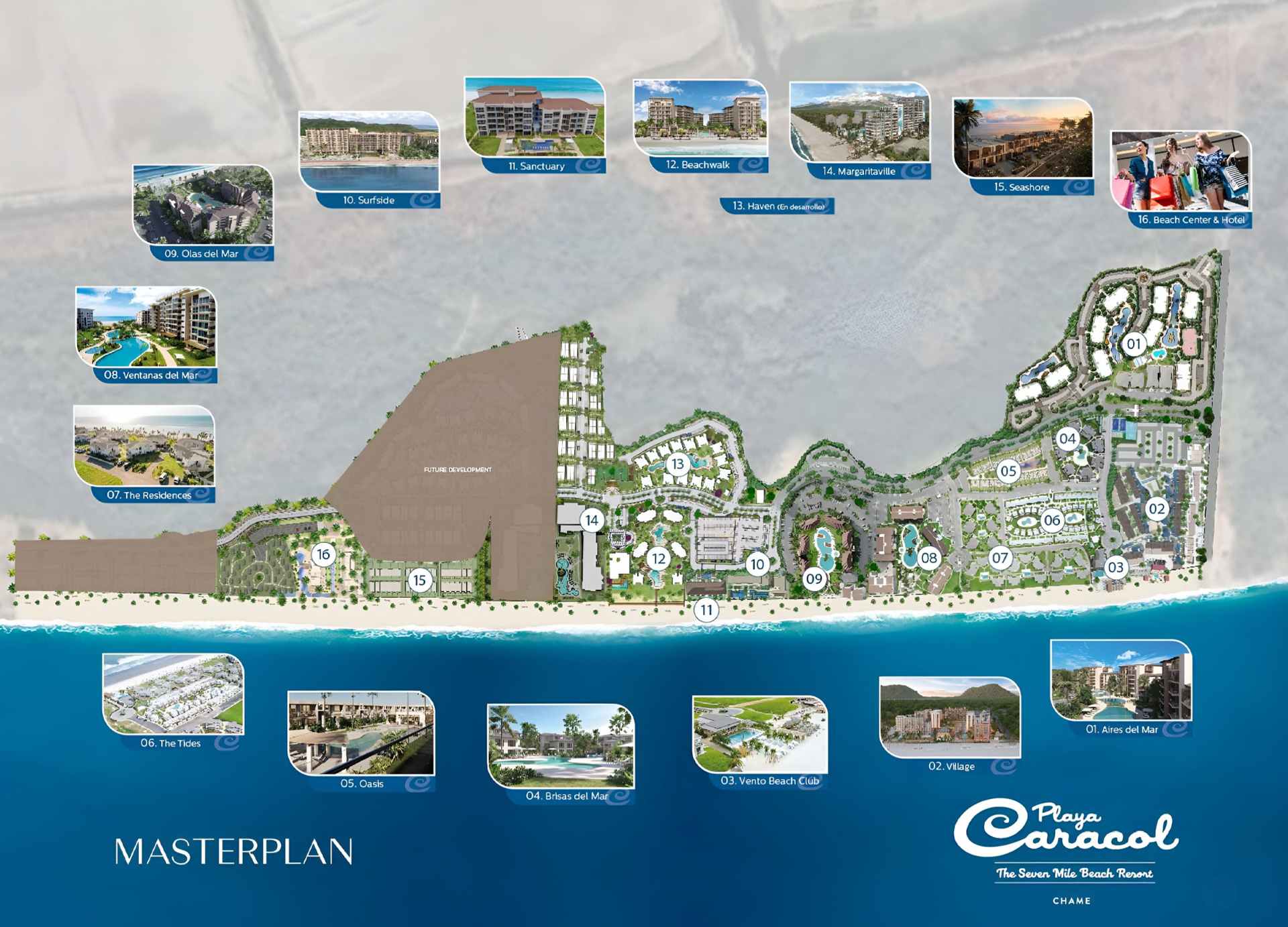 Mapa de Playa Caracol con todas las construcciones en proceso